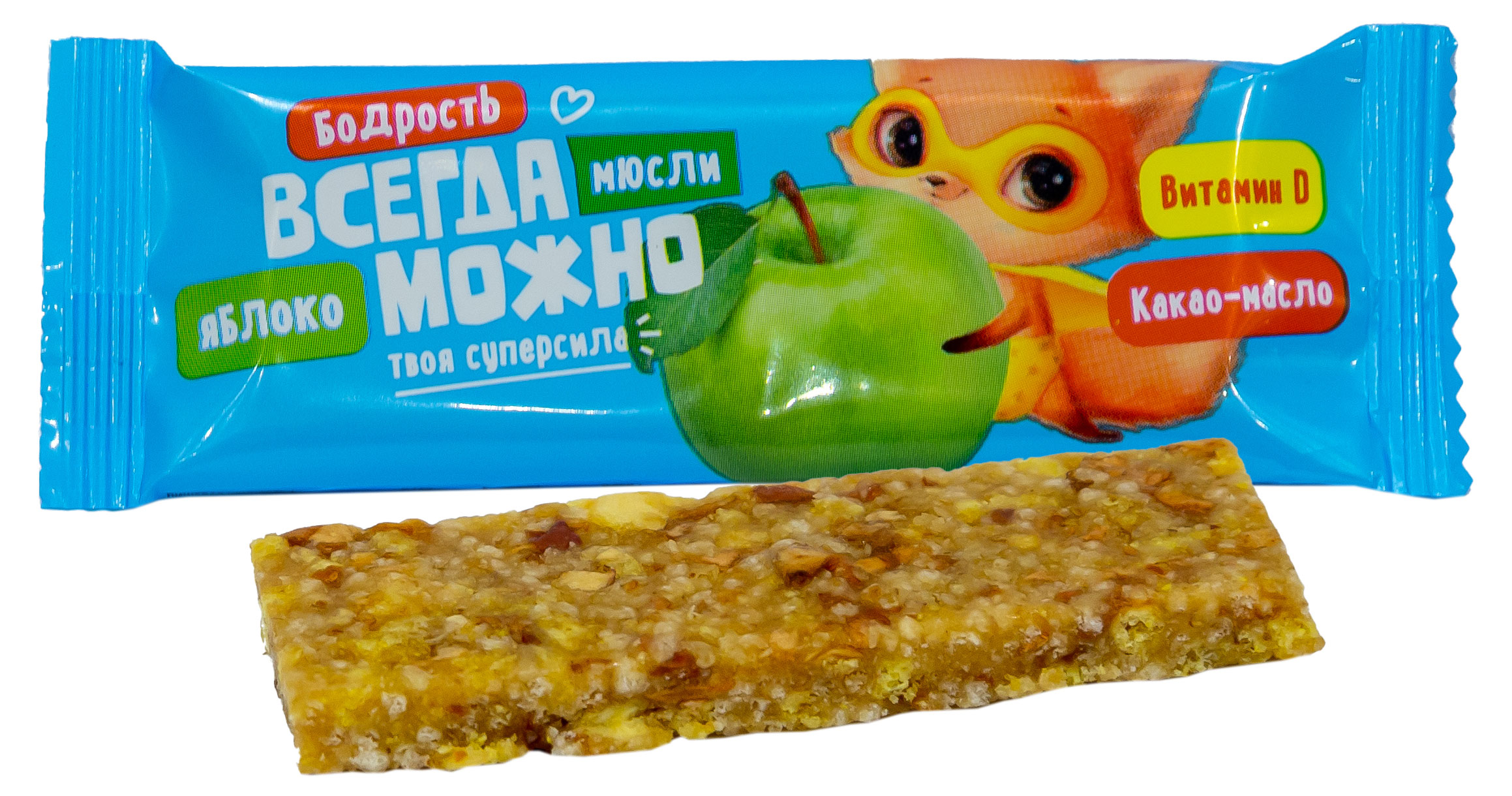 

Батончик злаковый мюсли Всегда Можно с яблоком и витамином D, 25 г