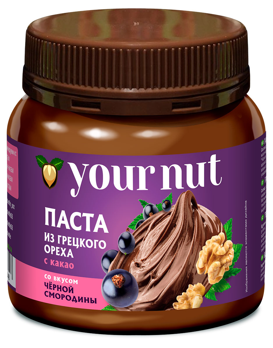 

Паста из грецкого ореха Your nut с какао со вкусом черной смородины, 250 г