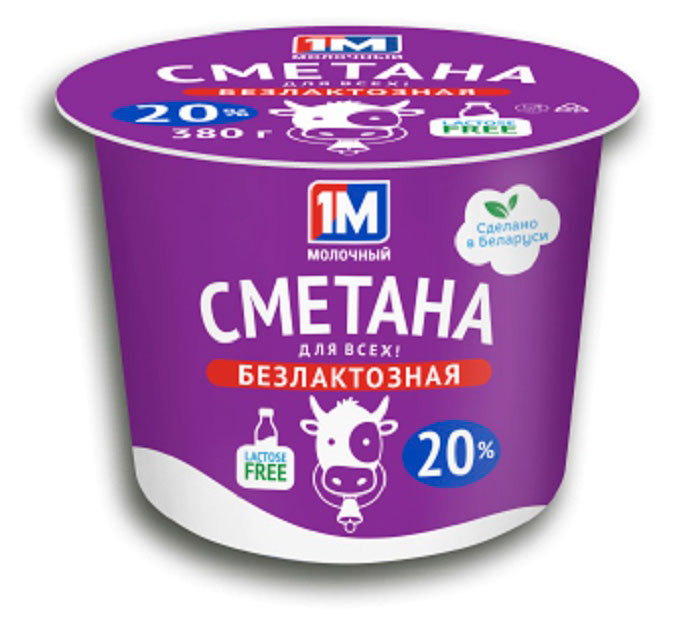 

Сметана безлактозная Минская марка 20%, 380 г