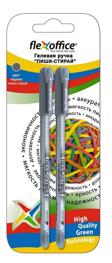 

Ручка гелевая Flexoffice Пиши Стирай черная с ластиком 0,5 мм, 2 шт