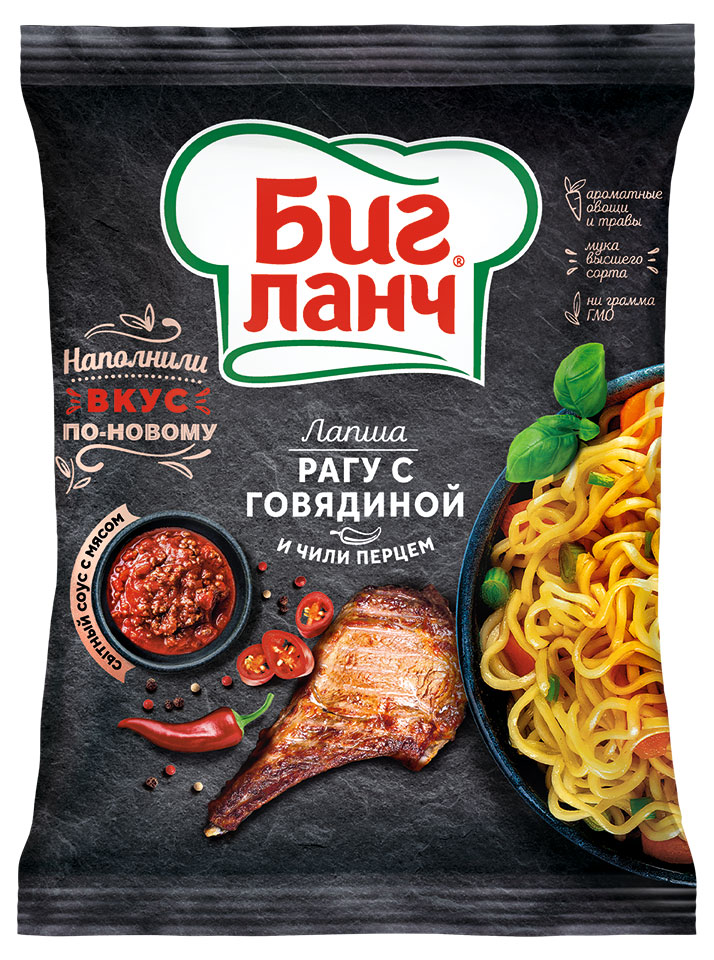 

Лапша Биг Ланч Говядина в остром соусе, 75 г