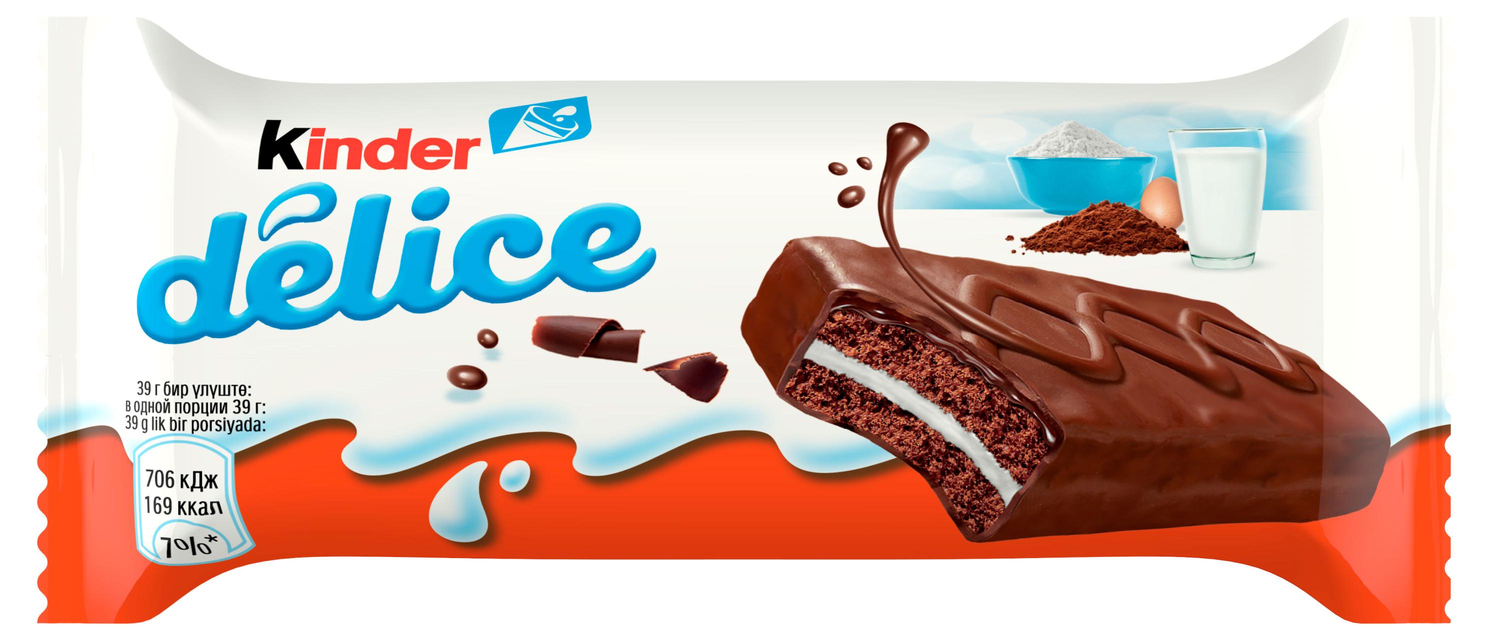 

Пирожное бисквитное Kinder Delice покрытое какао-глазурью с молочной начинкой, 39 г