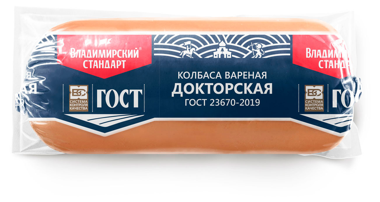 

Колбаса вареная Владимирский стандарт Докторская ГОСТ ц/ф, 500 г