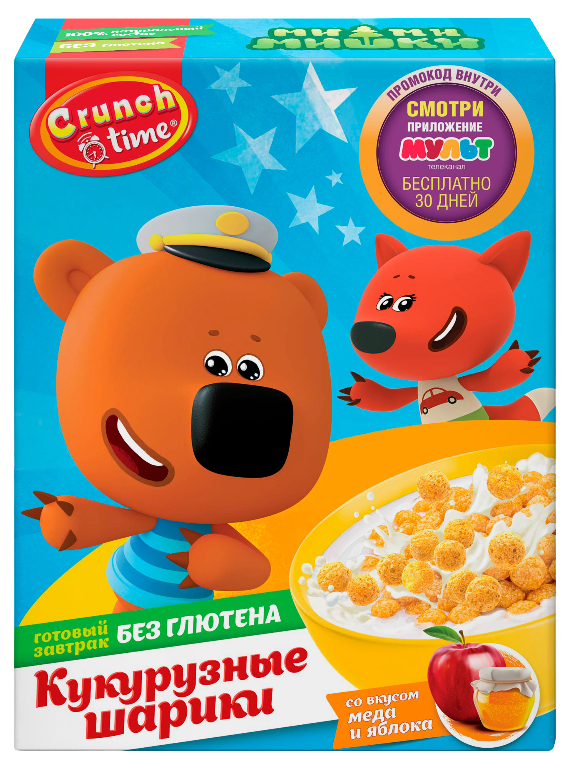 

Сухой завтрак Crunch Time Ми-ми-мишки шарики со вкусом меда и яблока, 170 г