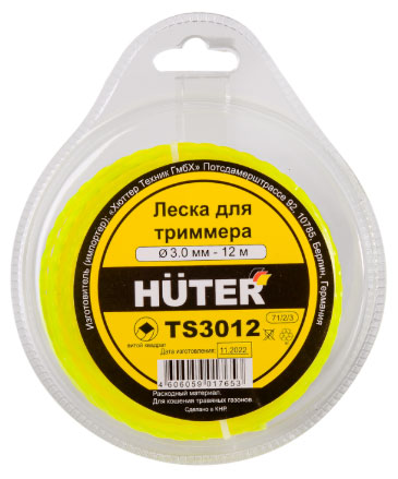 

Леска для триммера Huter TS3012 витой квадрат 3 мм, 12 м