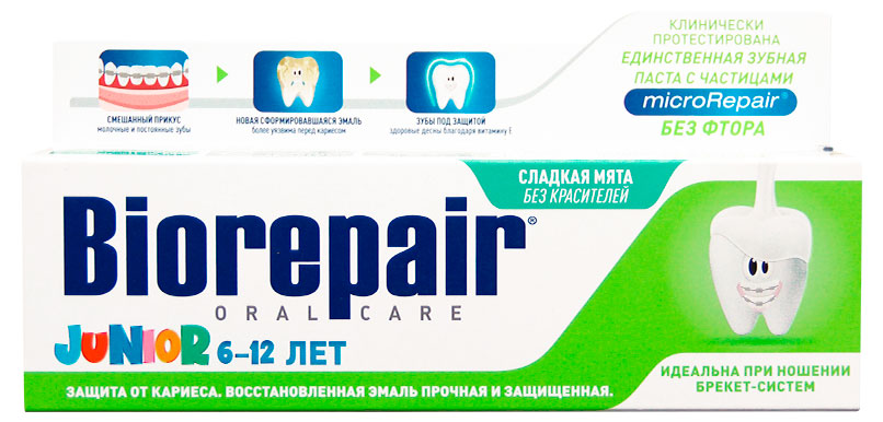 

Зубная паста детская Biorepair сладкая мята 6-12 лет, 75 мл