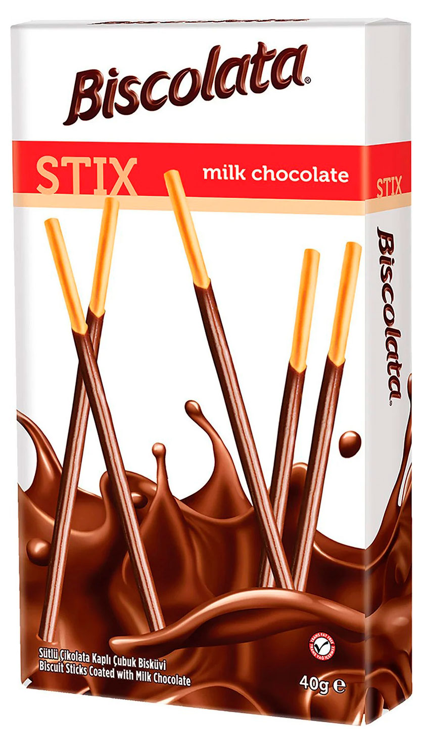 

Палочки бисквитные Biscolata в молочном шоколаде, 40 г