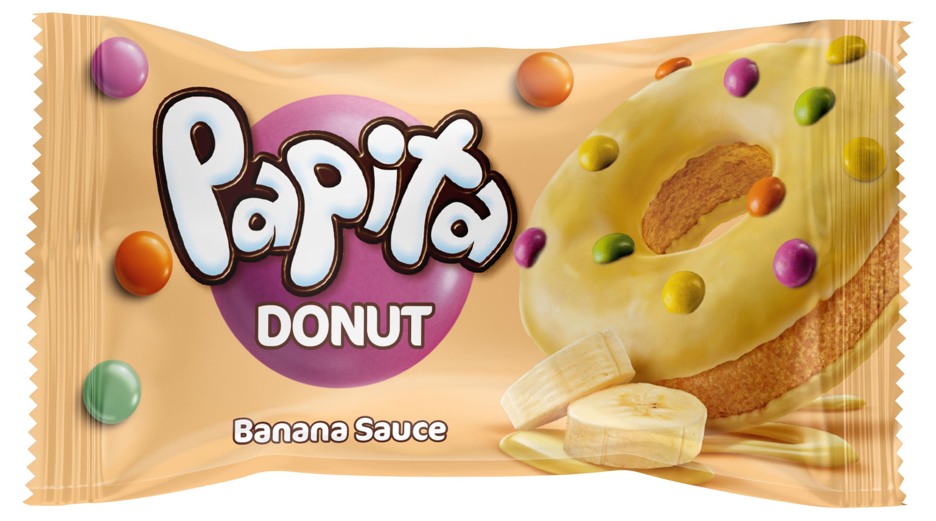 

Кекс Papita Donut с банановой начинкой и цветным драже, 40 г