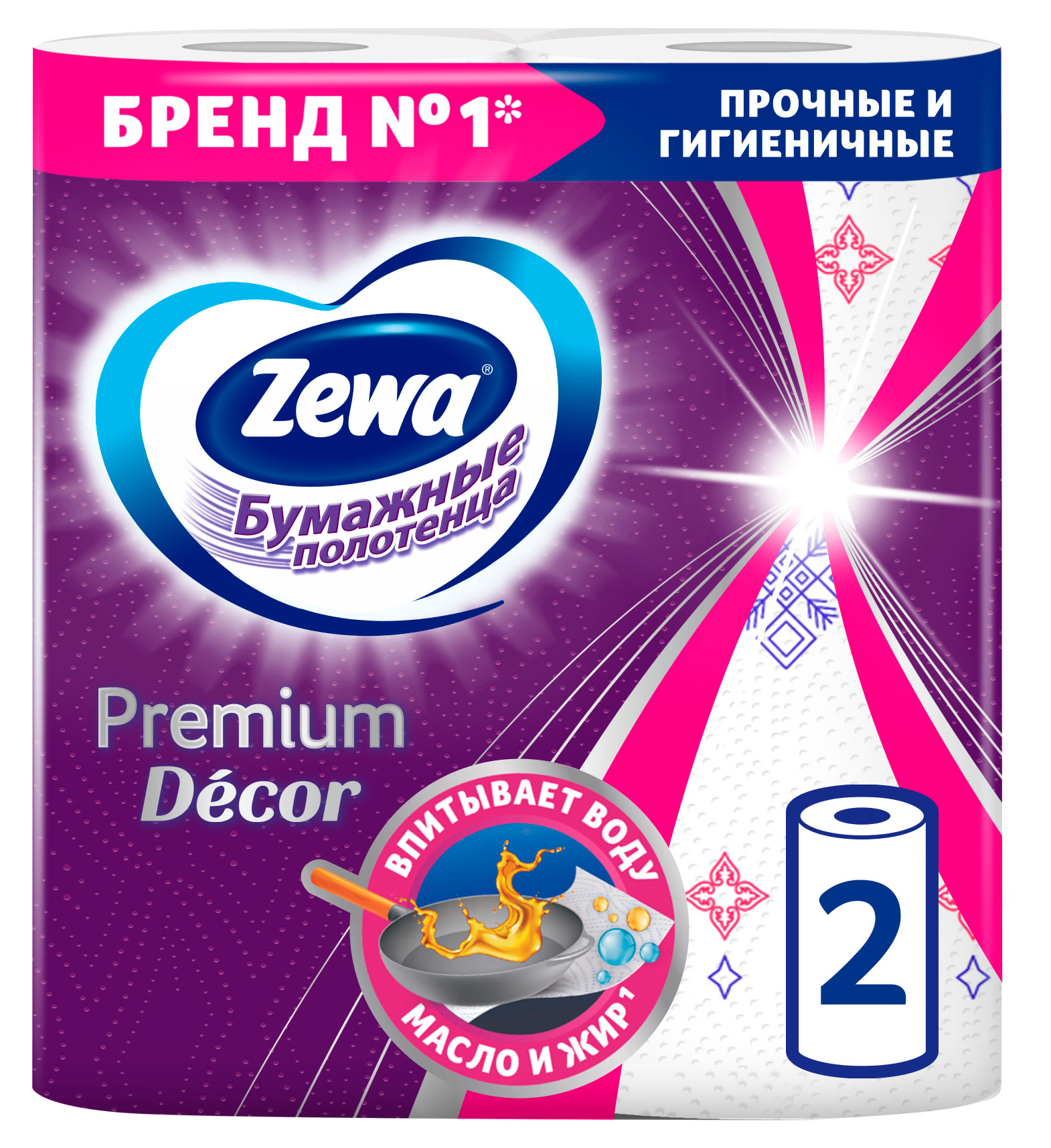 

Бумажные полотенца Zewa Premium Decor, 2 рулона