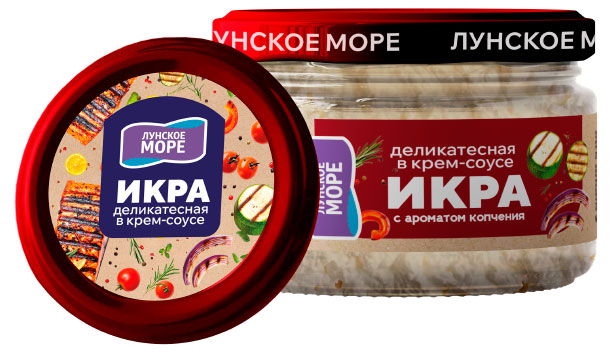 

Икра мойвы деликатесная Лунское море в крем-соусе с ароматом копчения, 170 г