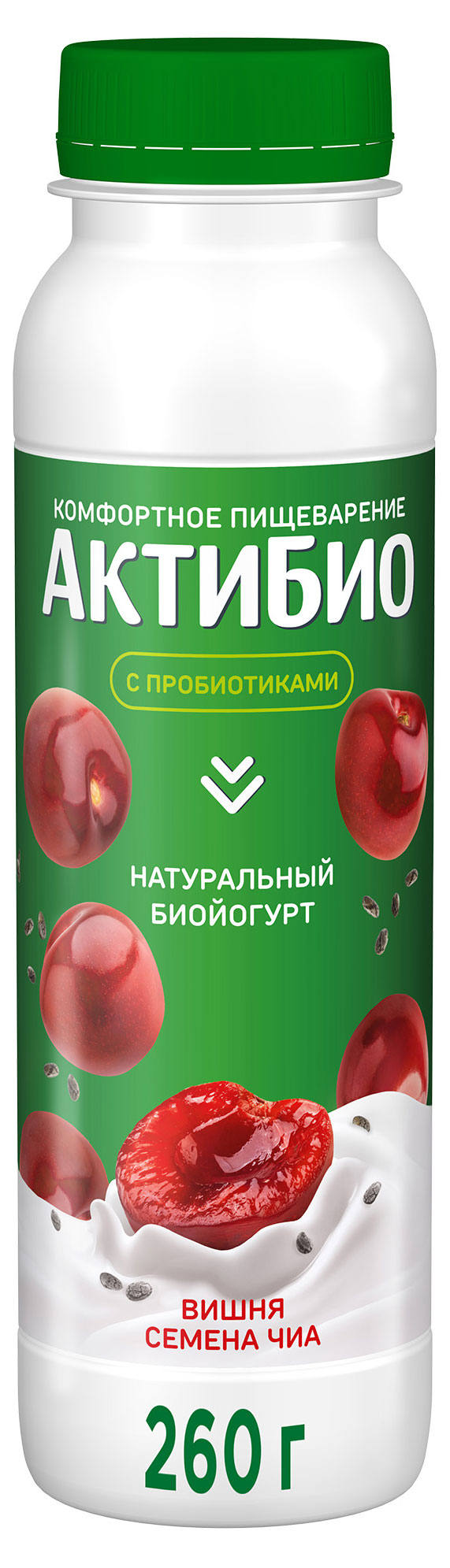 

Йогурт питьевой АктиБио с вишней и семенами чиа 1,5% БЗМЖ 260 г
