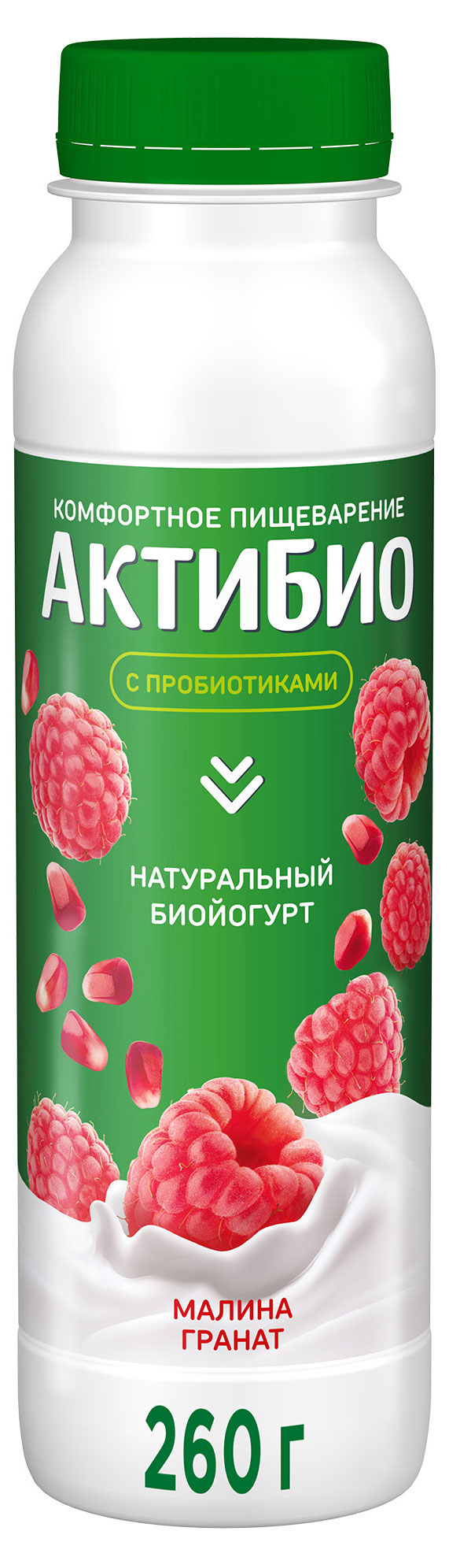 

Йогурт питьевой АктиБио с малиной и гранатом 1,5% БЗМЖ 260 г