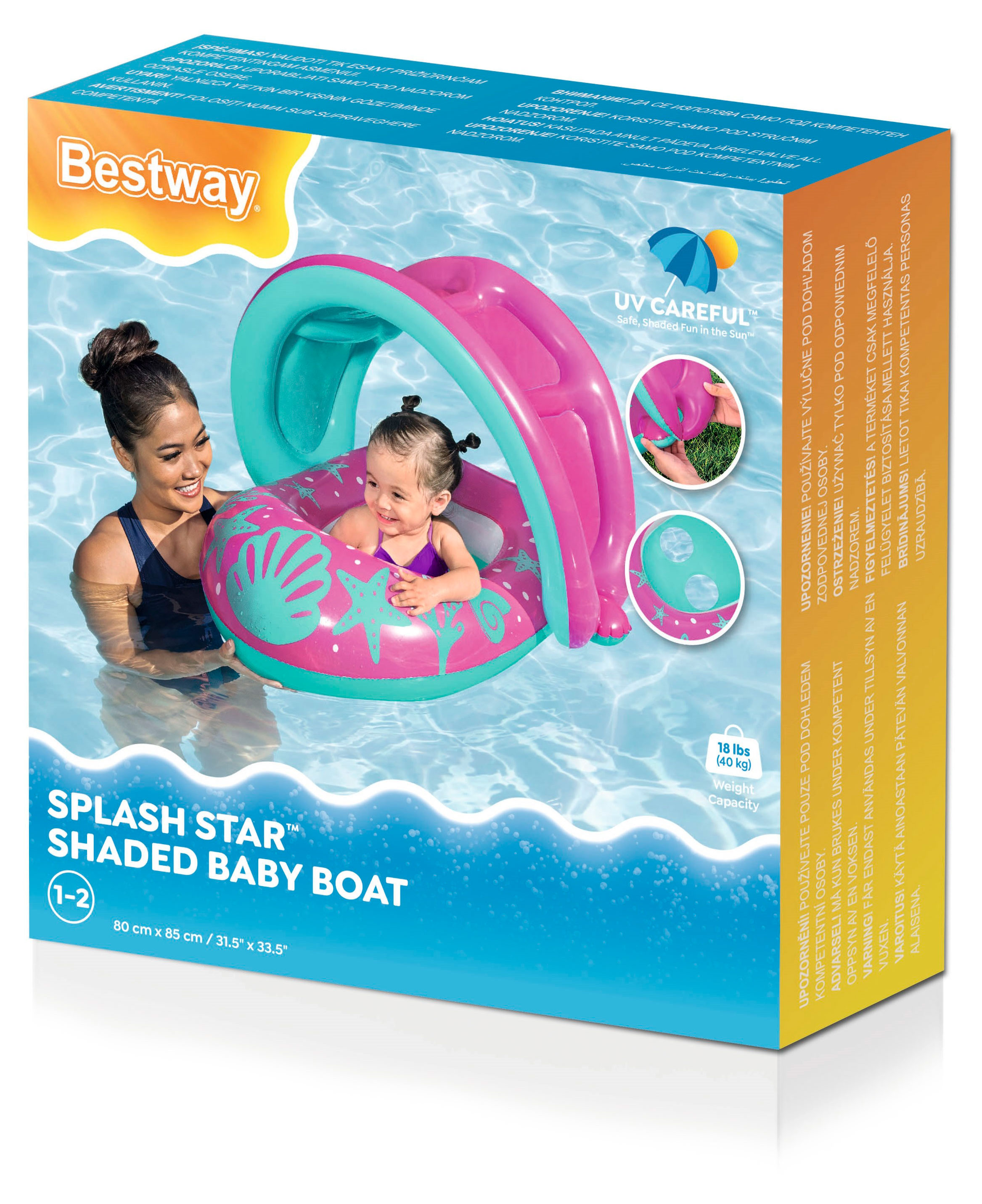 

Лодка детская надувная BESTWAY Splash Star Shaded, 80x85 см в ассортименте