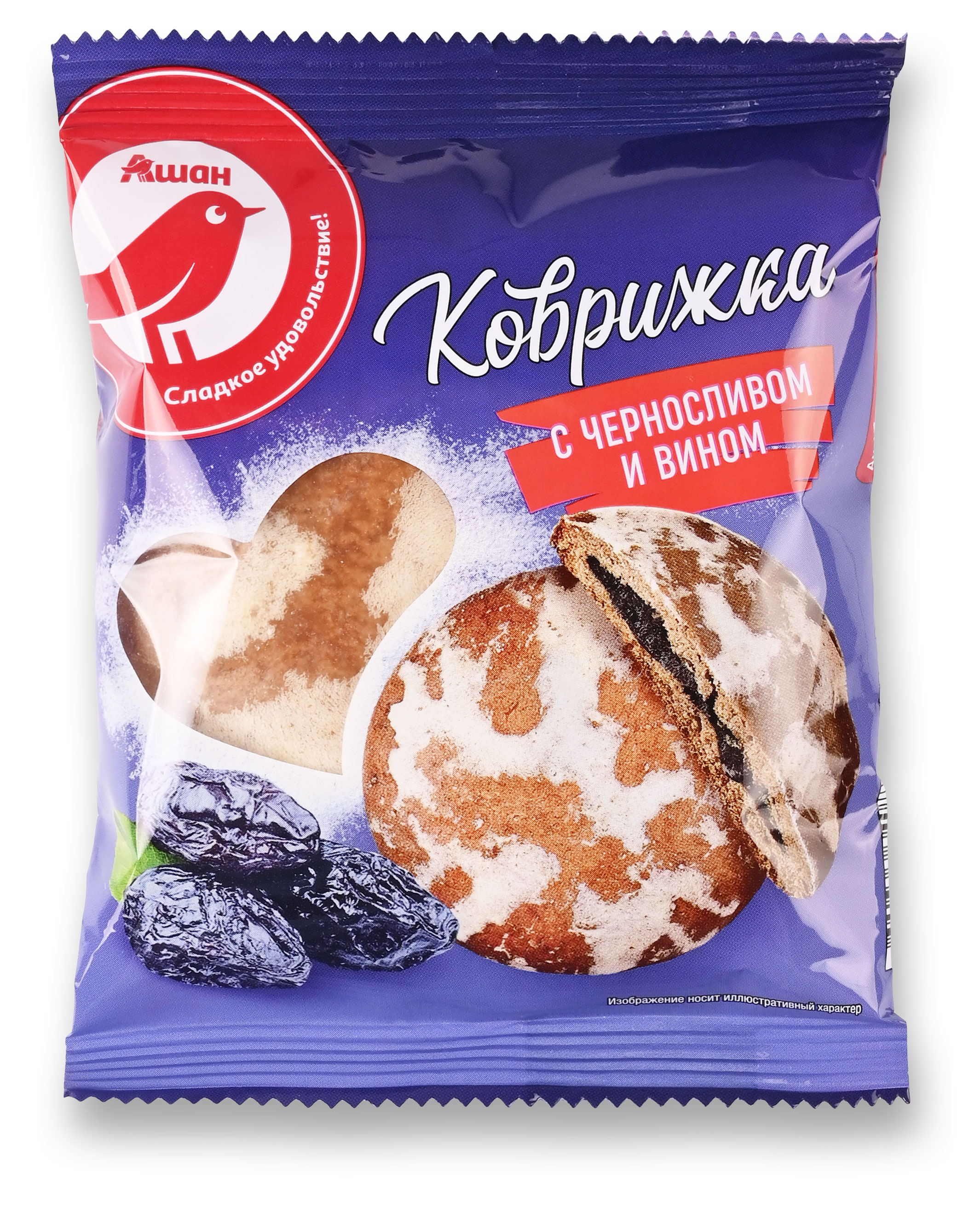 

Коврижка АШАН Красная птиц с черносливом и вином, 110 г
