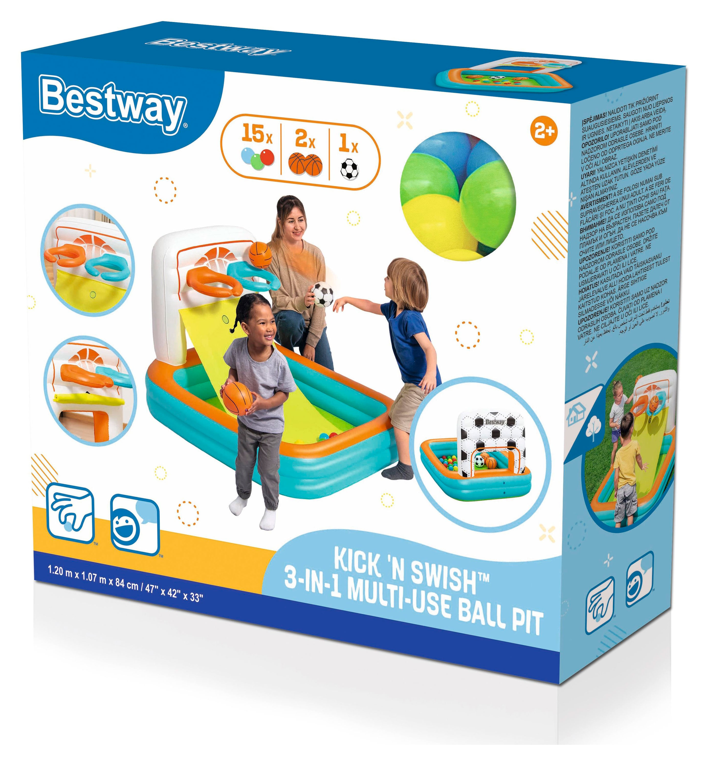 

Бассейн многофункциональный BESTWAY 3 в 1 с шариками, 120x107x84 см