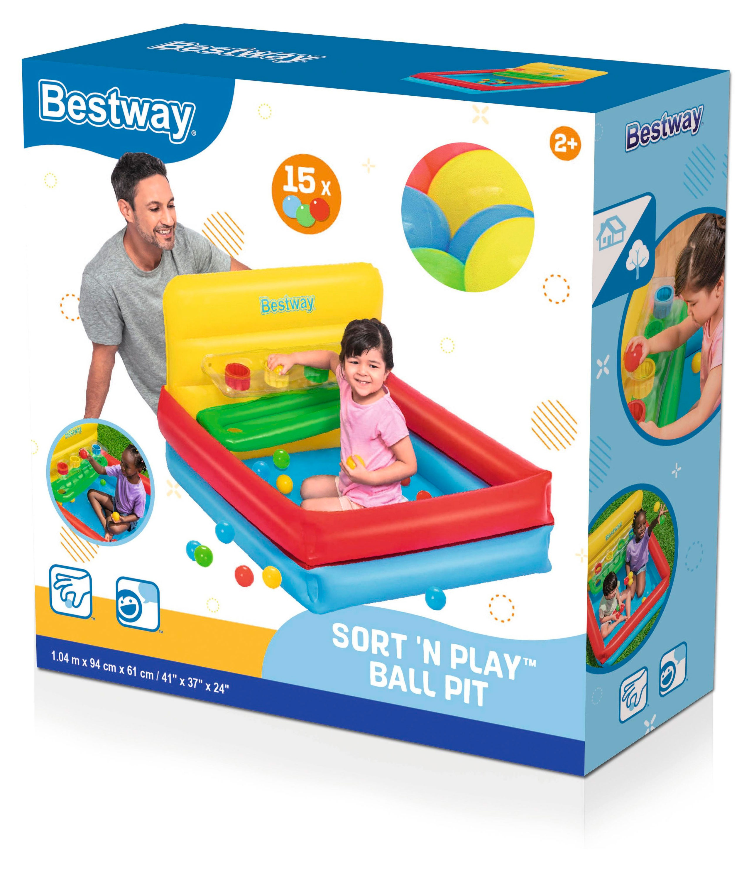 

Манеж надувной BESTWAY Sort 'N Play с мячами, 104x94x61 см