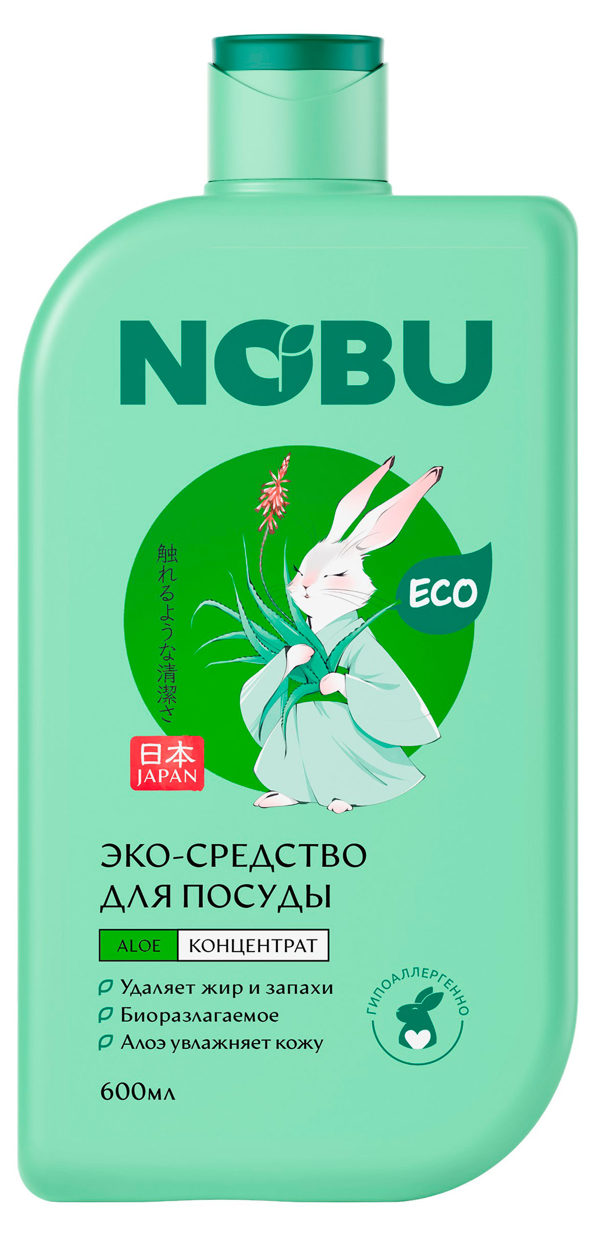 Изображение товара Средство для мытья посуды NOBU с экстрактом Алоэ, 600 мл