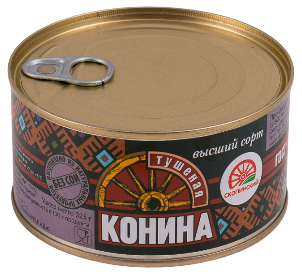 

Конина тушеная Скопинский МК ГОСТ без сои, 325 г