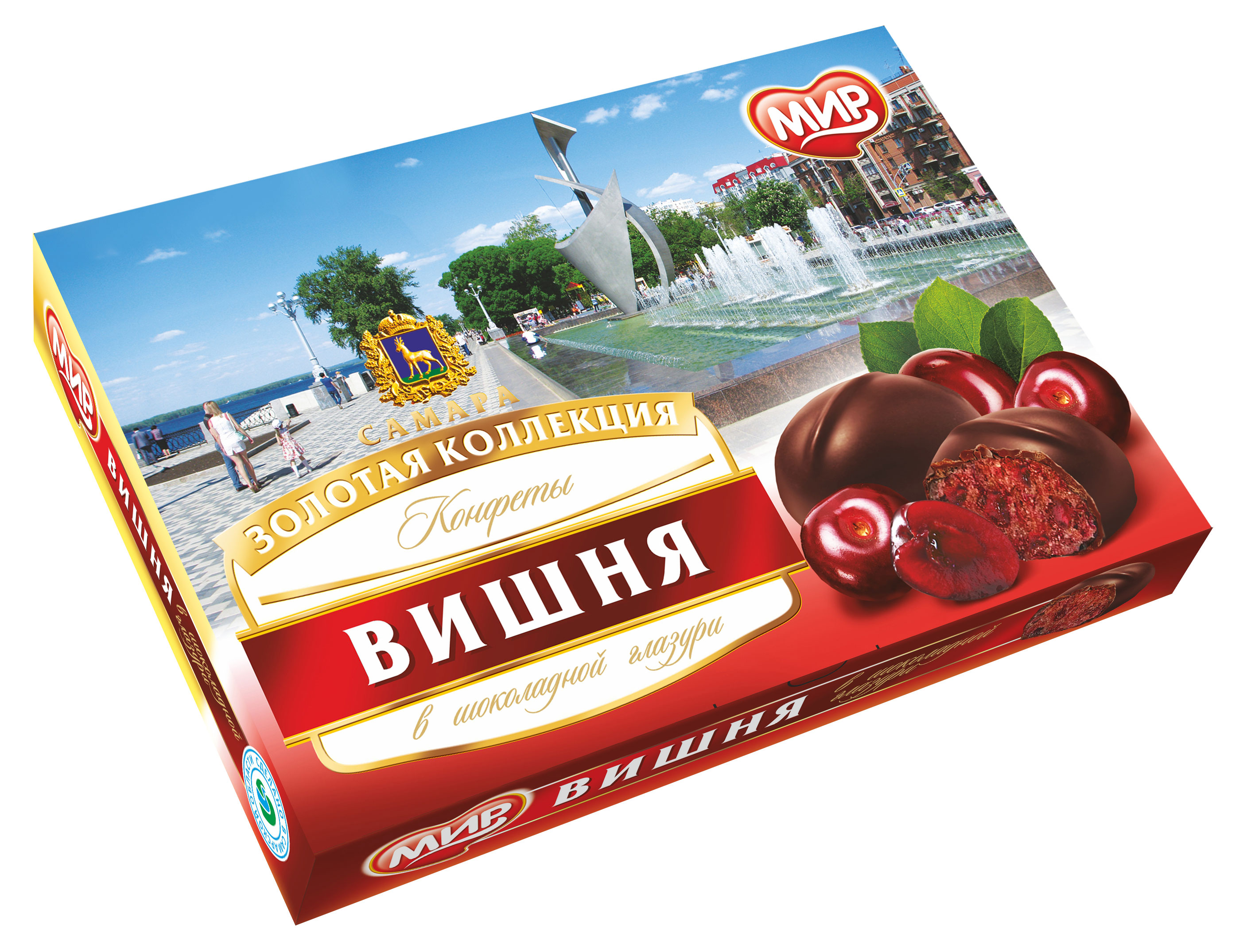 Изображение товара Конфеты в шоколадной глазури с вишней "Мир", сладкое наслаждение, 160 г