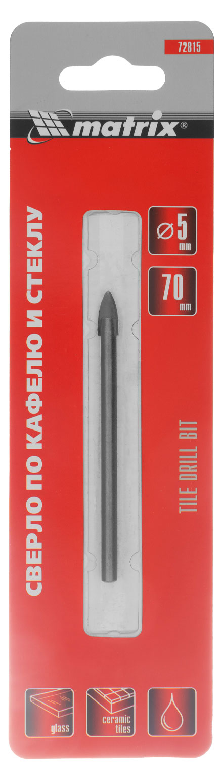 

Сверло по керамической плитке и стеклу MATRIX 5 мм