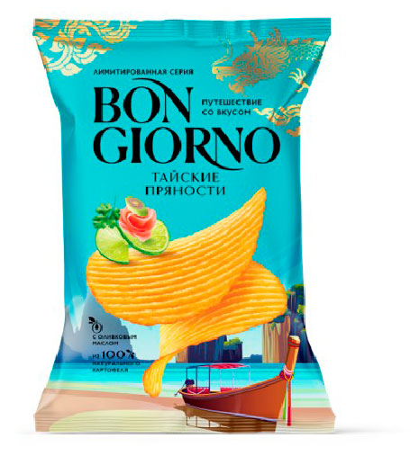 

Чипсы картофельные Bon Giorno Тайские пряности, 120 г