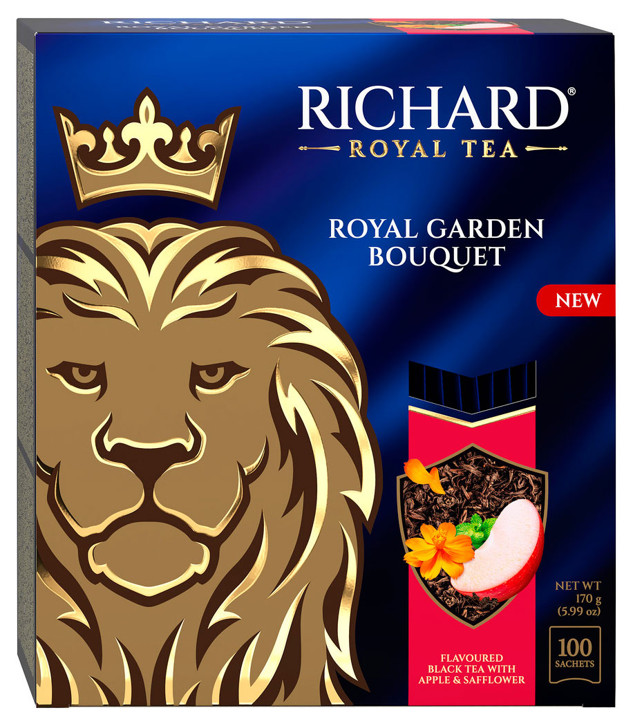 

Чай черный RICHARD яблоки лепестки цветов мята, 100х2 г
