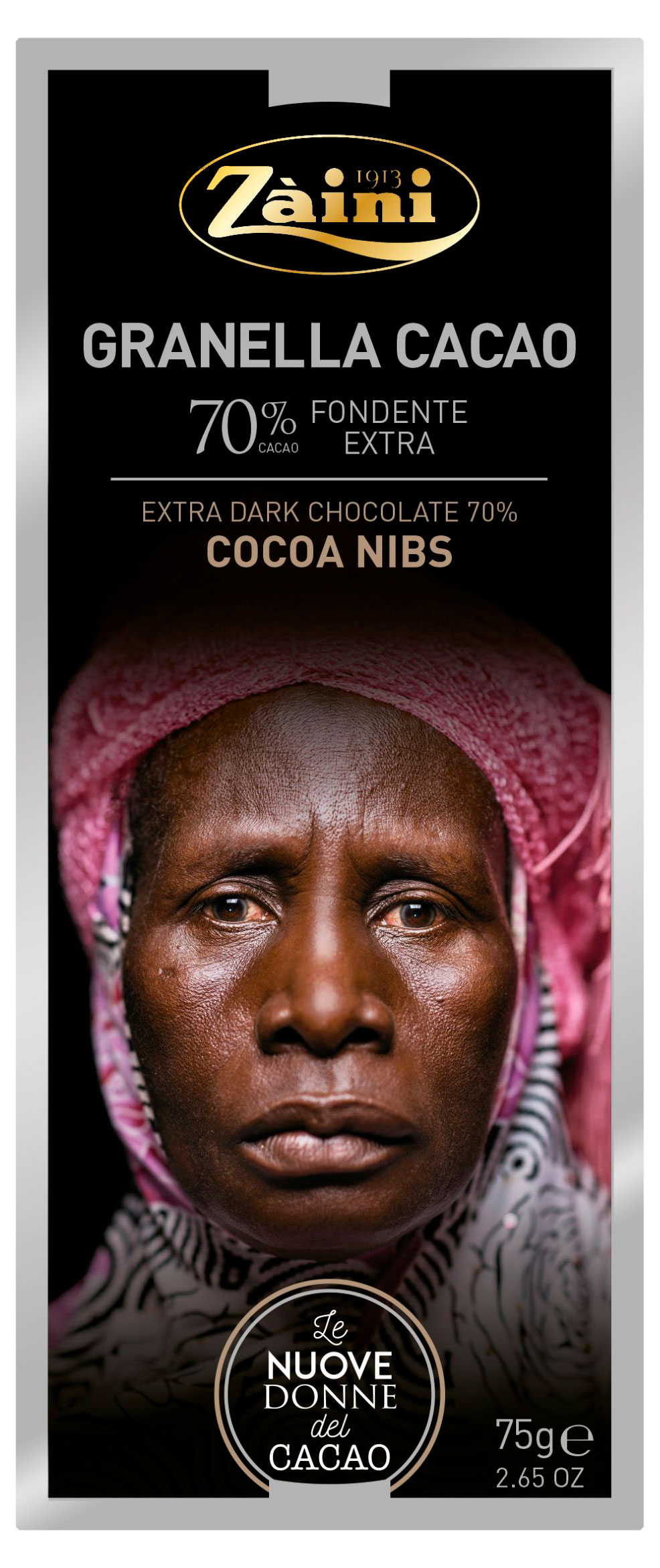 

Шоколад горький Zaini Women of cocoa 70% какао с кусочками какао-бобов, 75 г