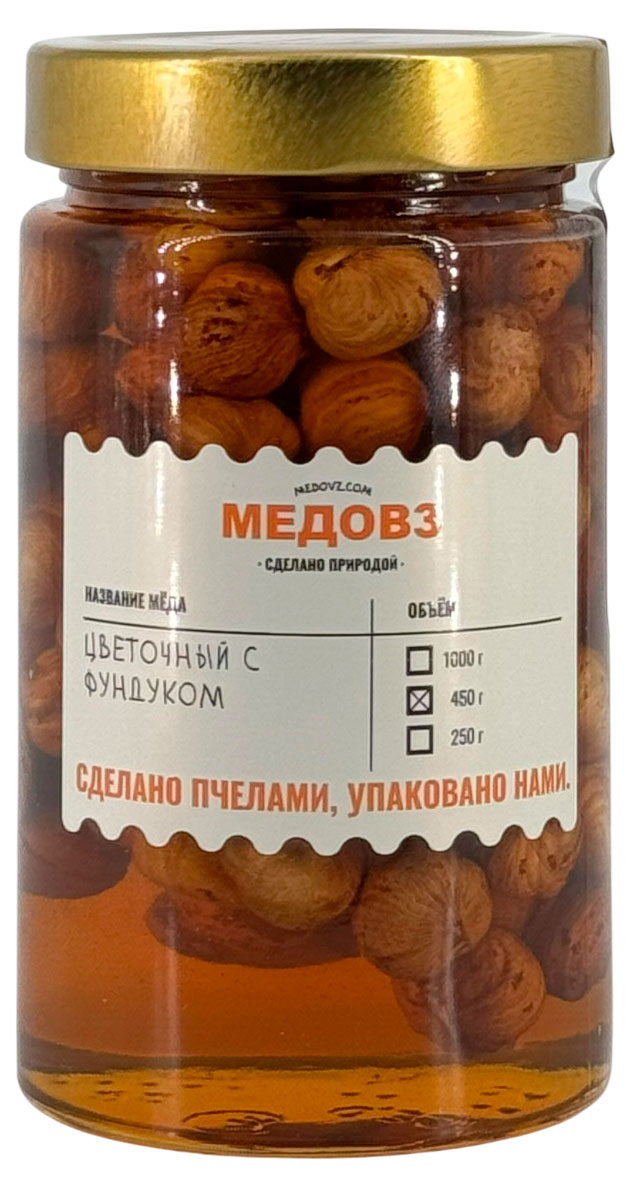 Изображение товара Мед натуральный с фундуком МЕДОВЗ 450 г - ароматный и полезный продукт для здоровья