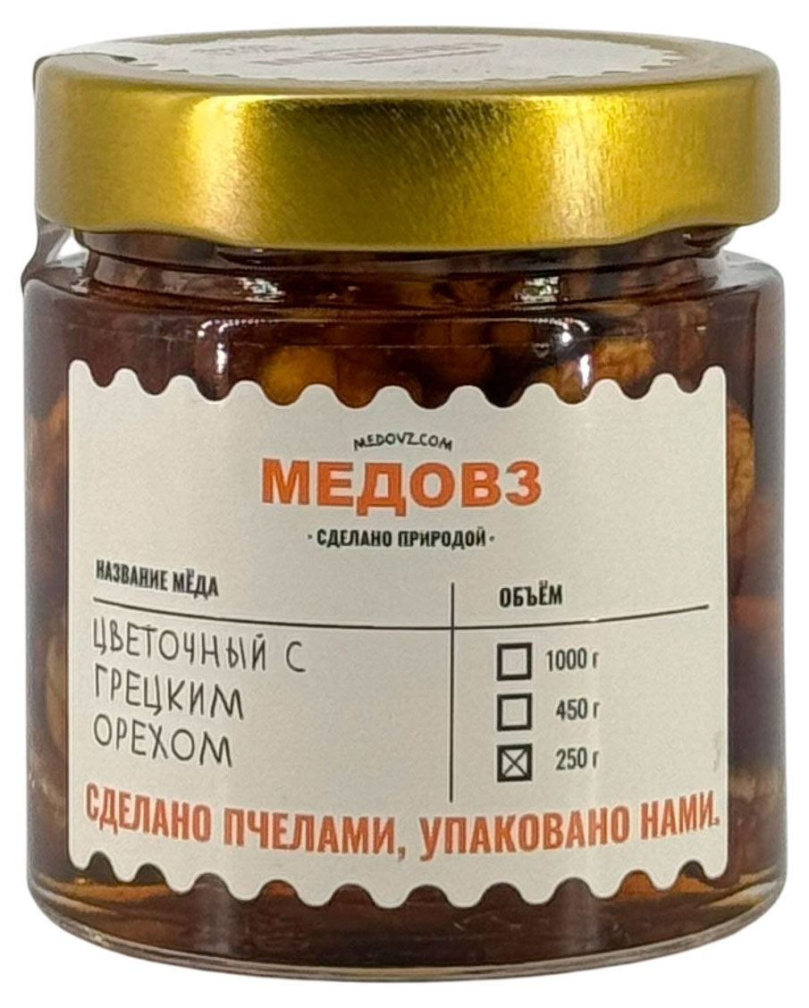 

Мед Медовз цветочный с грецким орехом, 250 г