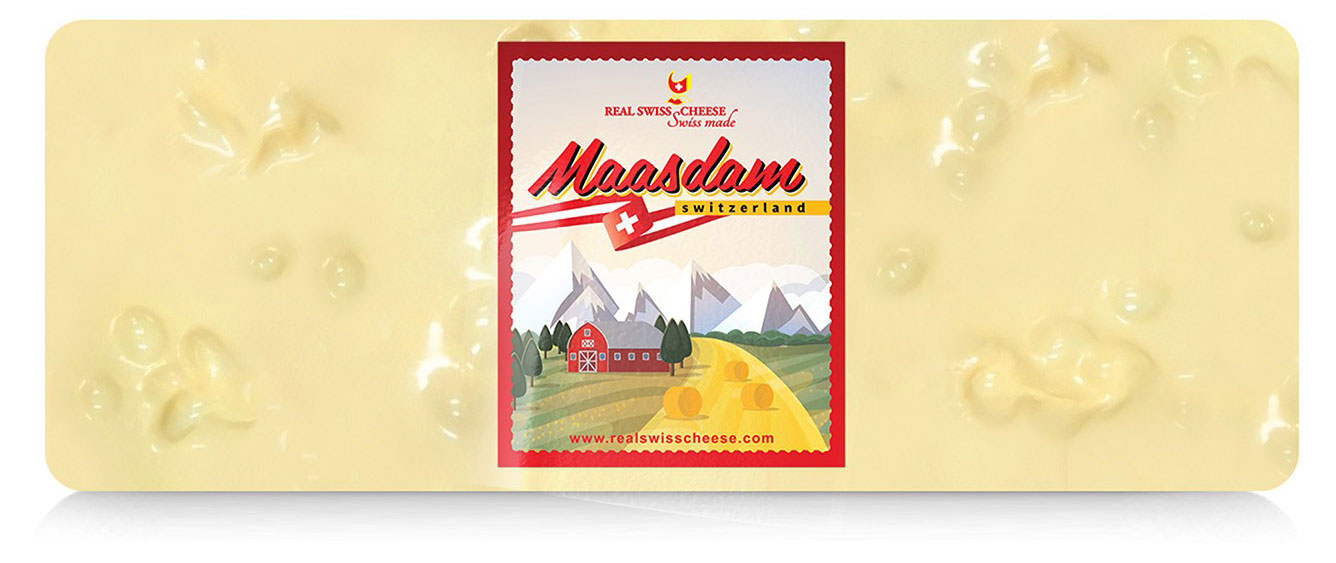 

Сыр полутвердый Маасдам Real Swiss Cheese 48% БЗМЖ, вес