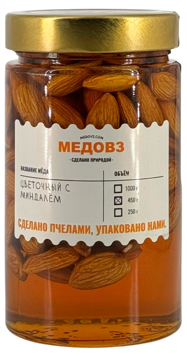 

Мед Медовз цветочный с миндалём, 450 г