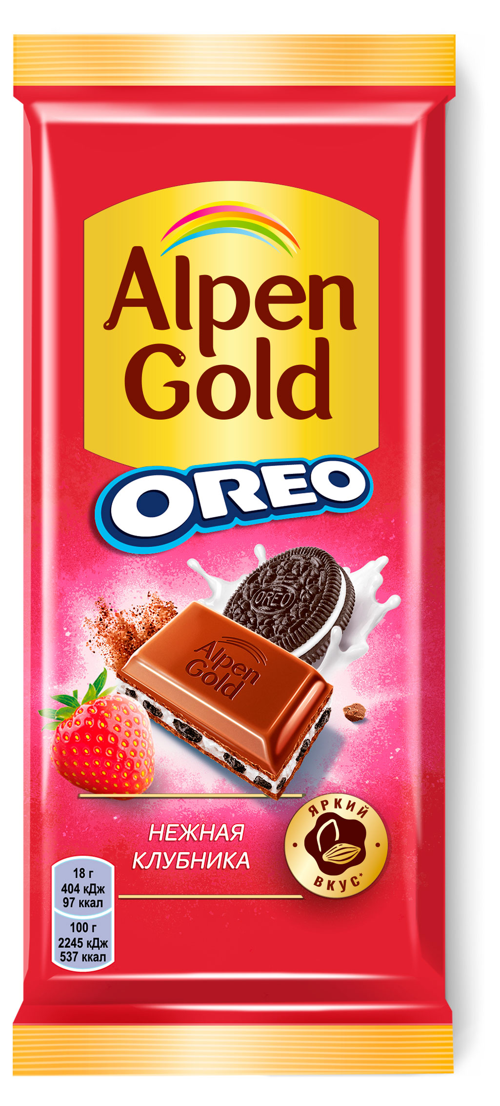 

Шоколад молочный Alpen Gold Oreo Нежная клубника, 85 г