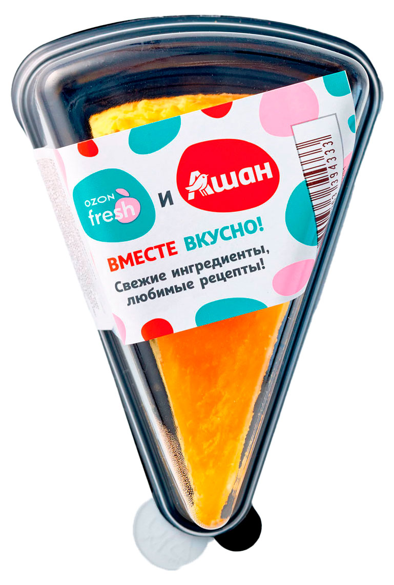 

Чизкейк АШАН & Ozon fresh Сан-Себастьян с грушей и инжиром охлажденный, 115 г