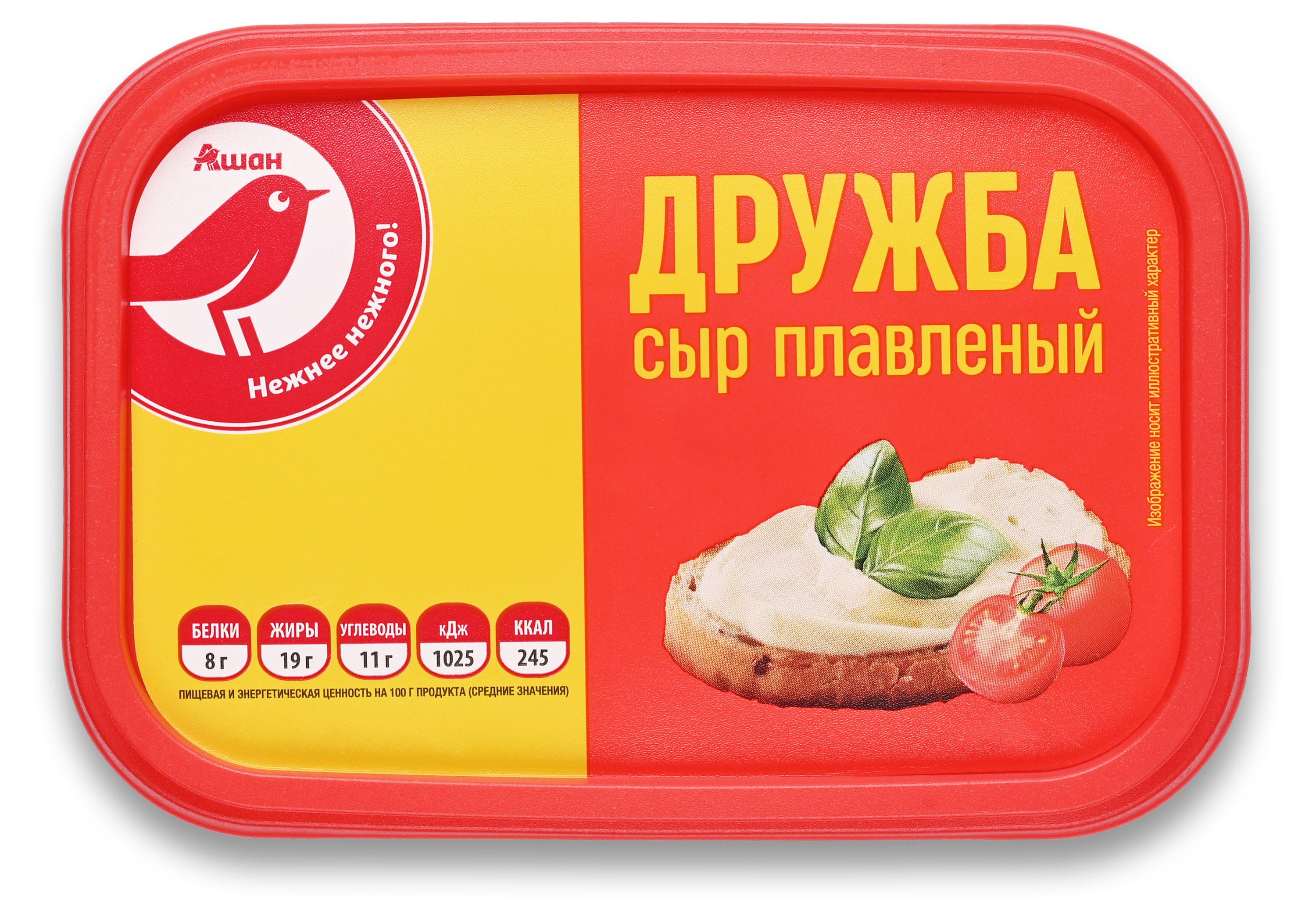 

Сыр плавленый Дружба АШАН Красная птица 45%, 400 г