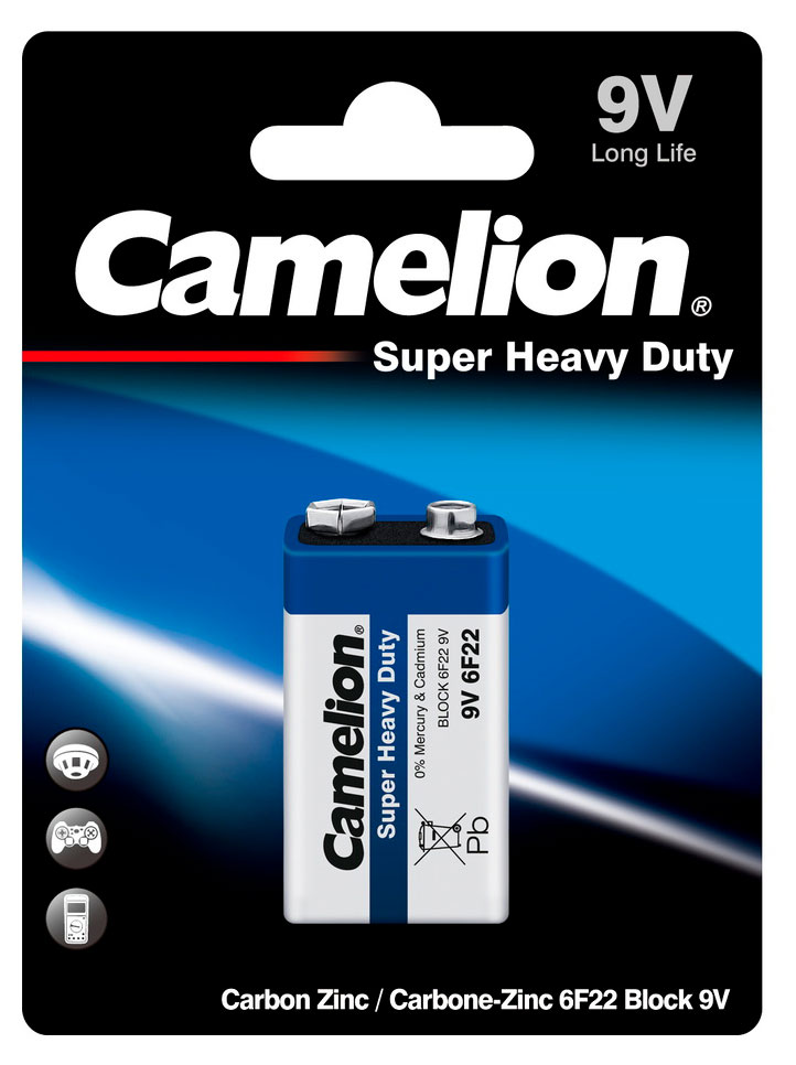 

Батарейка солевая Camelion 6F22 9V, 1 шт