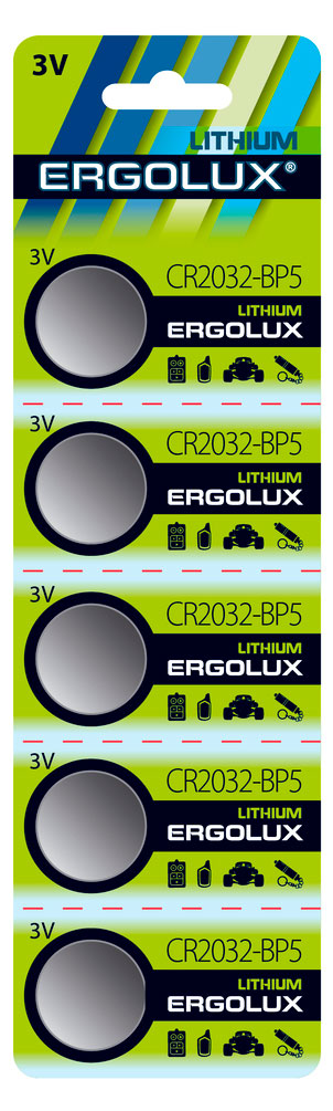 

Батарейка литиевая Ergolux CR2032, 5 шт