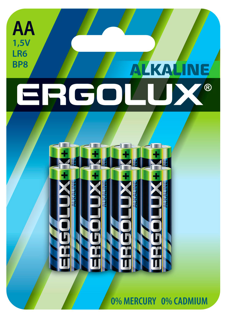 

Батарейка алкалиновая Ergolux АА, 8 шт