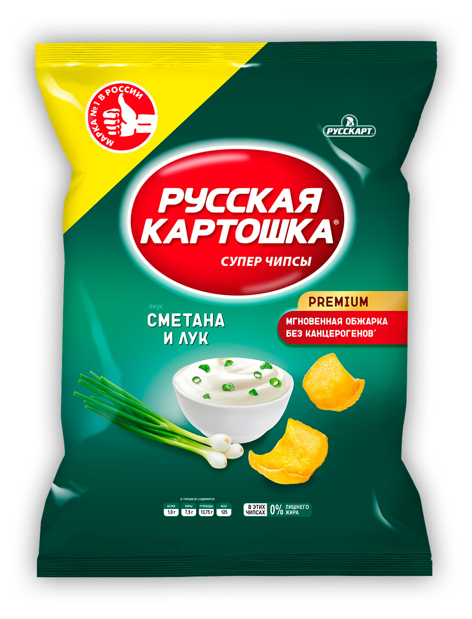 

Чипсы картофельные Русская картошка со вкусом сметаны и лука, 500 г
