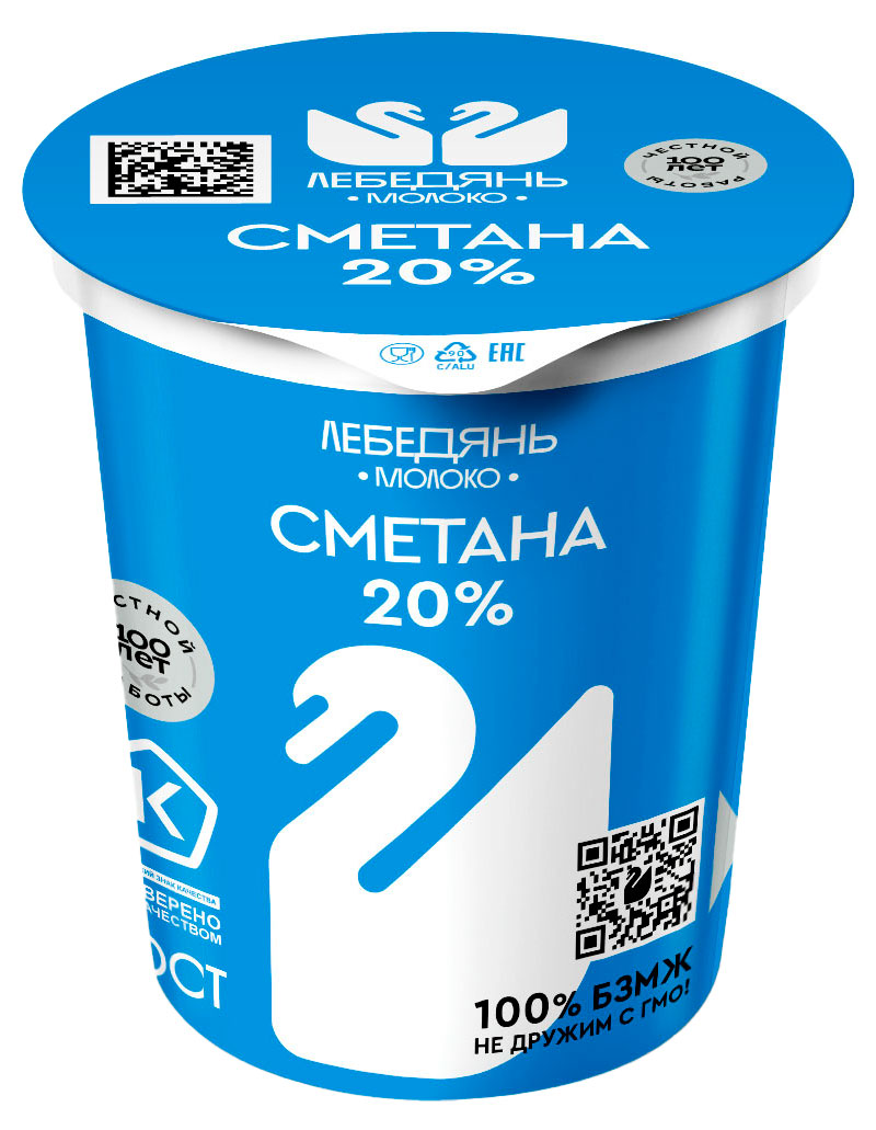 

Сметана Лебедяньмолоко 20% БЗМЖ, 300 г