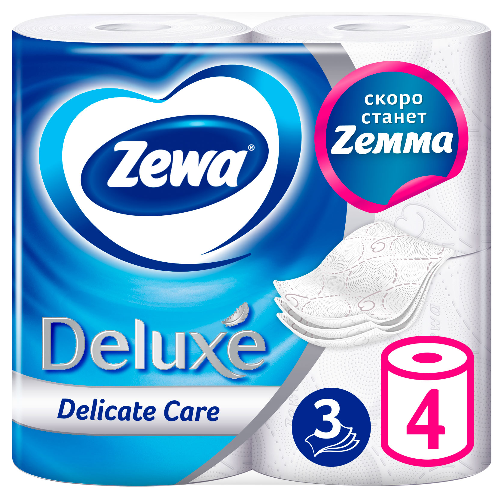 

Туалетная бумага Zewa Deluxe Без аромата 3 слоя, 4 рулона