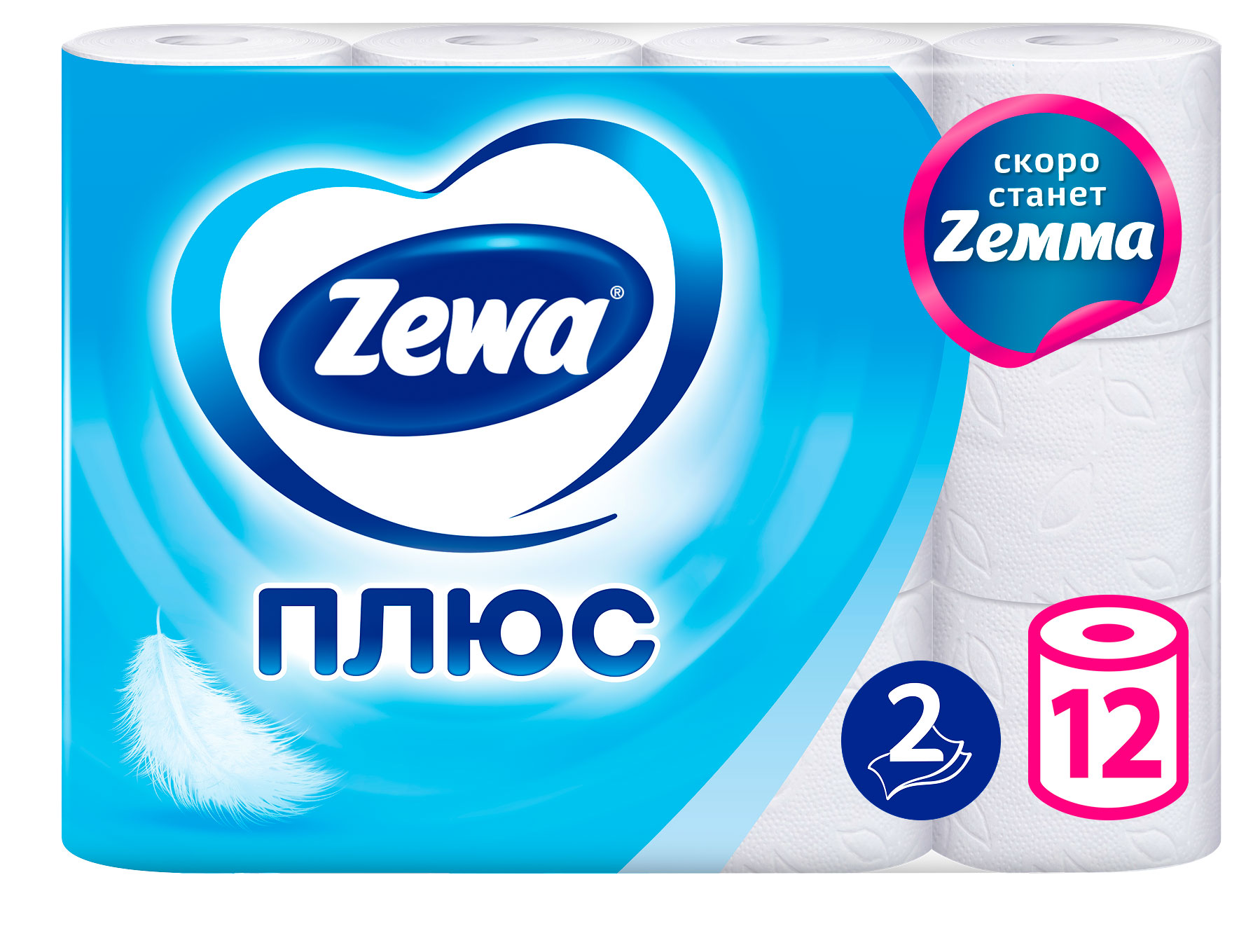 Изображение товара Туалетная бумага Zewa Плюс 2 слоя 12 рулонов без аромата