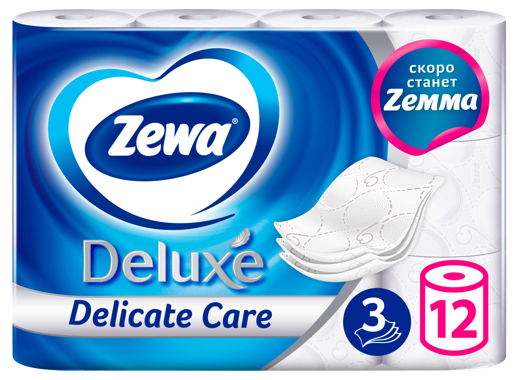 

Туалетная бумага Zewa Deluxe Без аромата 3 слоя, 12 рулонов