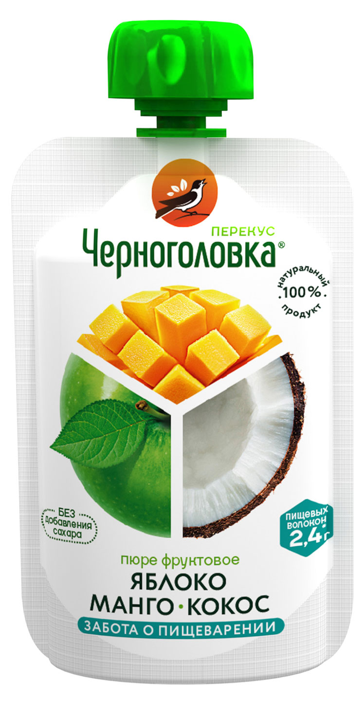 

Пюре Черноголовка Перекус яблоко манго кокос, 85 г