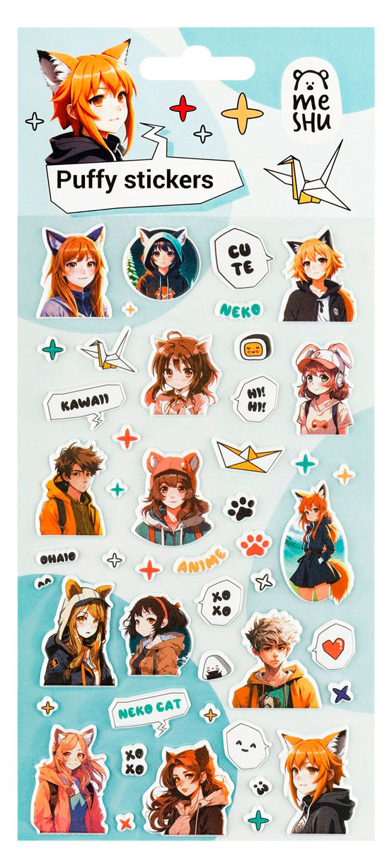 Изображение товара Наклейки объемные Meshu Neko, 10х23 см