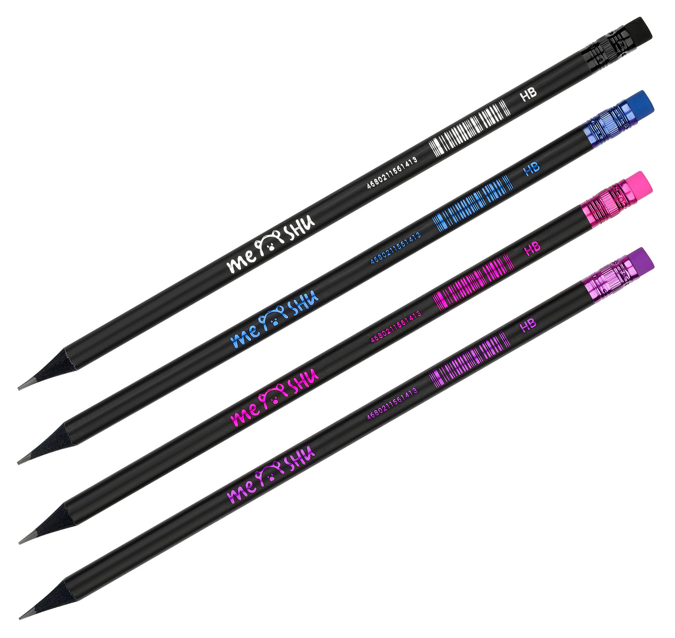 

Карандаш чернографитный Meshu Black style HB с ластиком, 1 шт