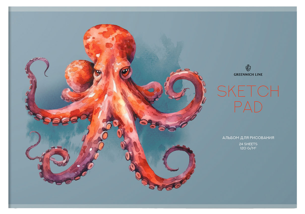 

Альбом для рисования Greenwich Line Octopus на скрепке А4, 24 л