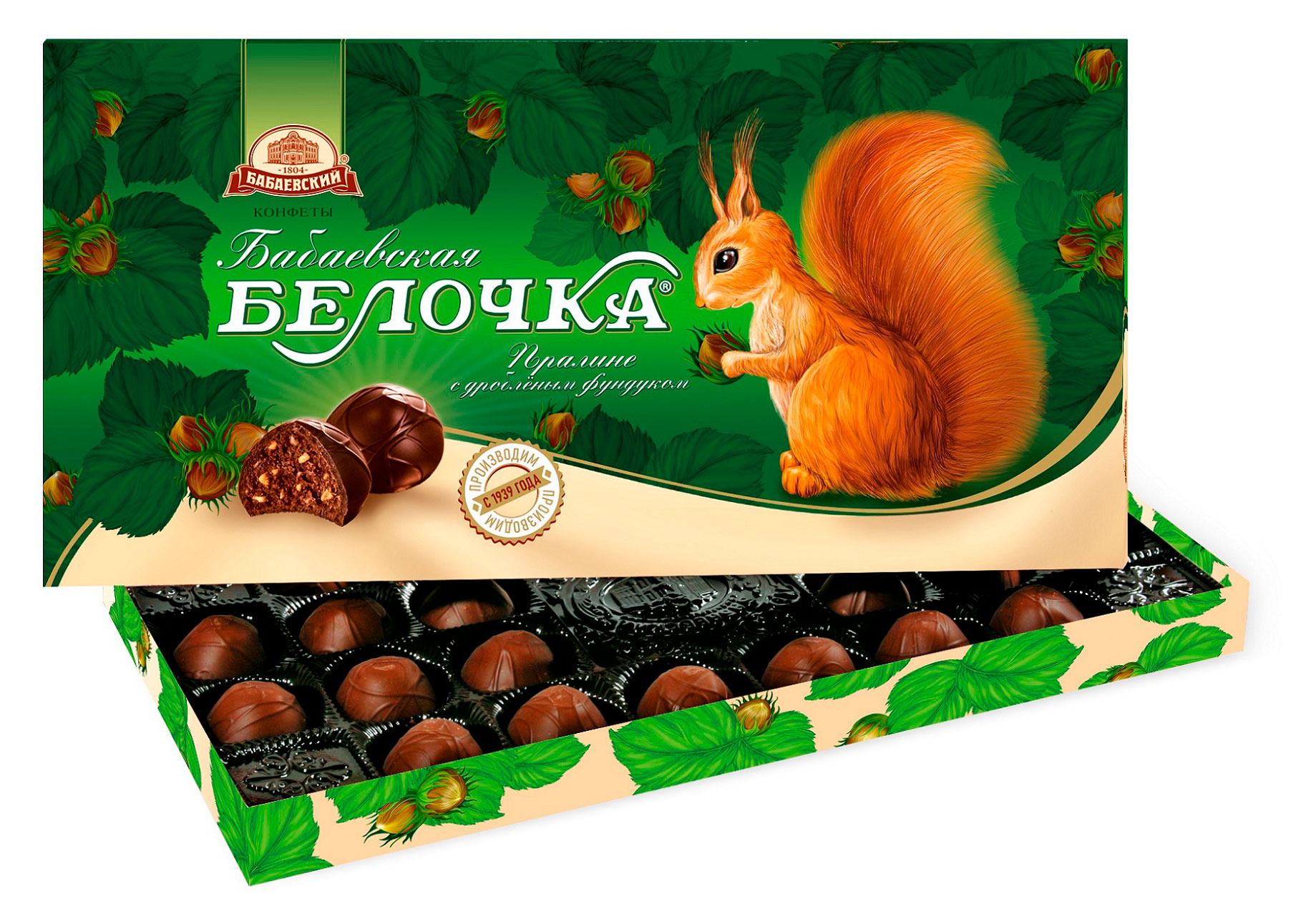 

Конфеты Бабаевский Белочка пралине с дробленым фундуком, 340 г