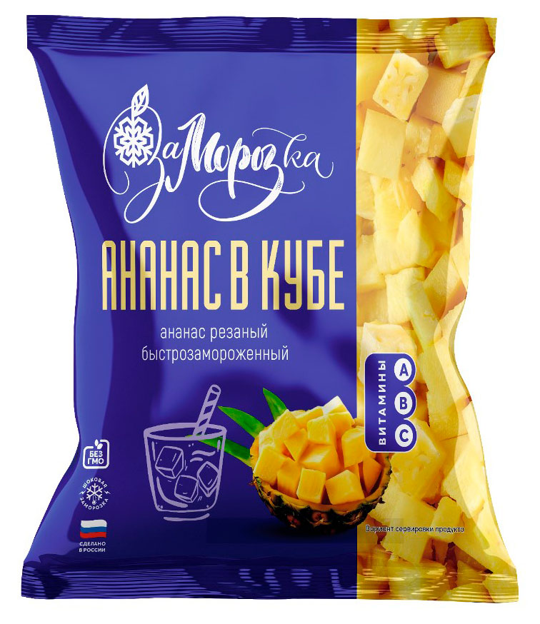 

Фруктовая смесь Ананас кубики Заморозка в кубе резанный замороженная, 300 г