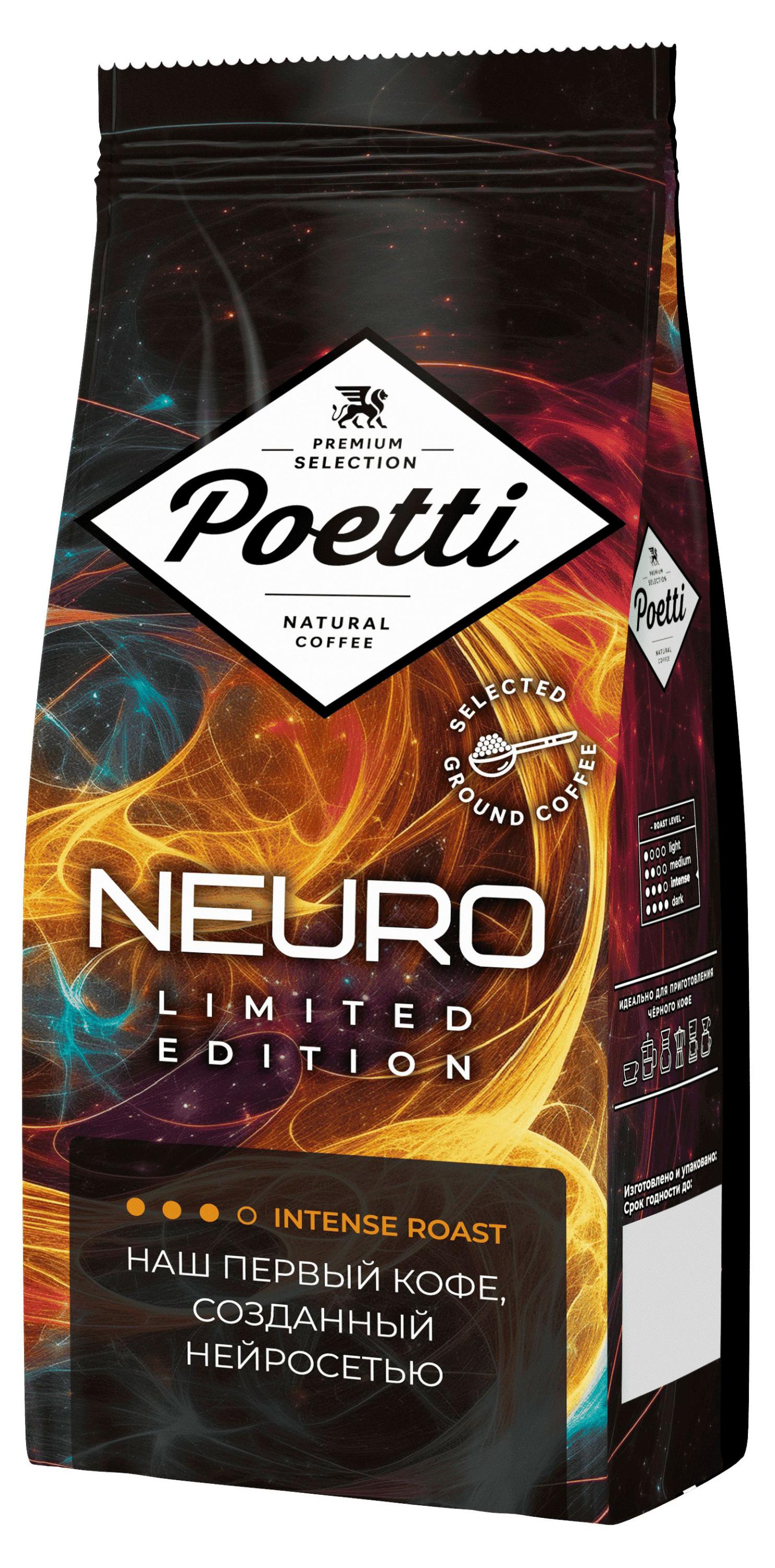Изображение товара Молотый кофе Poetti Neuro Limited Edition 250 г с вкусом какао и малины
