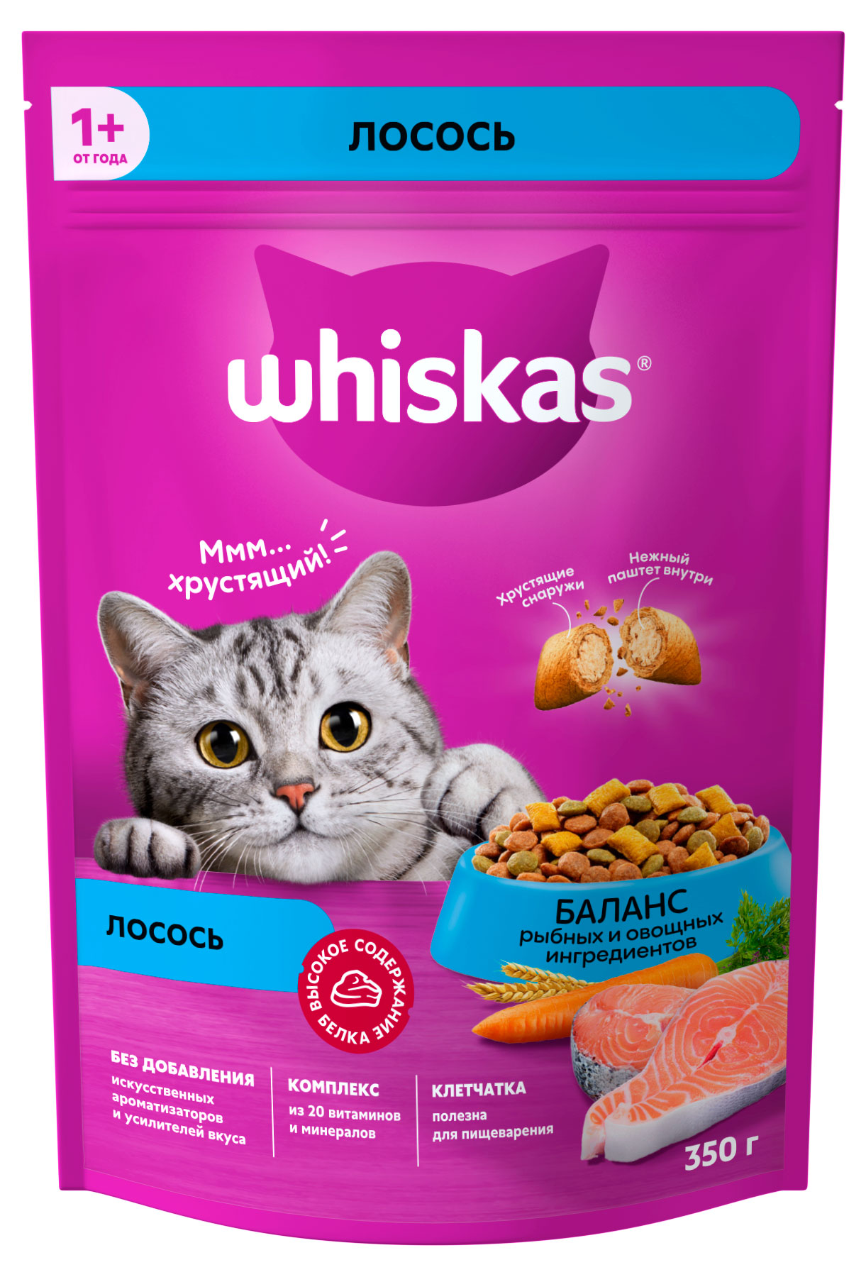 

Сухой корм для кошек Whiskas Аппетитный обед с лососем, 350 г